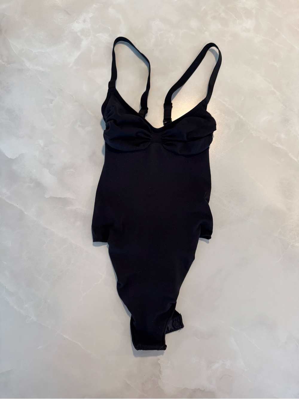 SKIMS Black Sculpting V-Neck Bodysuit with Adjustable Straps